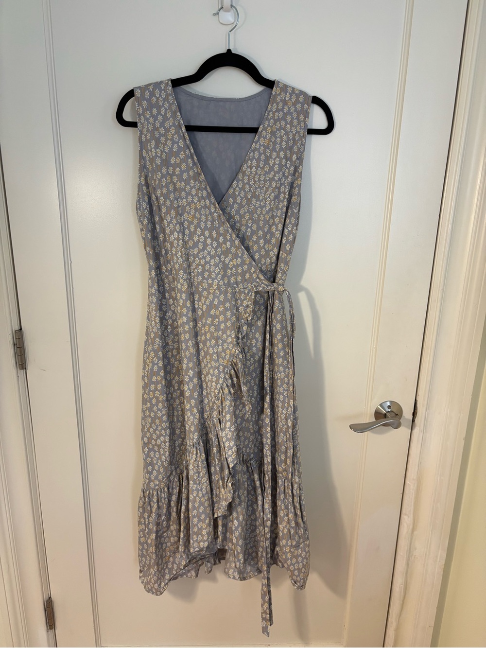 Madewell Cotton Wrap Dress with Ruffle Hem